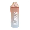 Water Bottles JFBL 2000Ml Large Bottle With Time Marker Portable Leakproof Free Non-Toxic Sports Drinking Straw