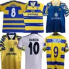 1998 99 00 Parma Calcio Mens Fútbol Jerseys 1993 95 96 97 Nakata Crespo Cannavaro Baggio Asprilla Buffon Home Hogar Amarillo Blue Fútbol Manga corta Uniformes para adultos