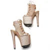 Sapatos de dança Leecabe 20cm/8inches glitter no tornozelo superior do dedo do dedo do dedo do pé alto