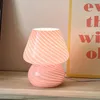 Bordslampor Vintage Murano Classic Style Striped Glass Lamp Mushroom för Office Bedroom Head Night Light Present Friends