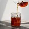 ワイングラス300ml透明なコーヒーカップリブ付きガラス飲み物水茶マグ牛乳ジュースコンテナオフィスS垂直ストライプセット