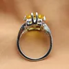 Cluster Rings Yellow Crystal Hollowed Out Carved Ring Jewelry Boastful Hand