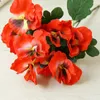 Decorative Flowers 3 Pieces Artificial Flower With Green Leaf Fake Pansy Plant DIY Bouquet Indoor Outdoor For Home Ornaments Roe Red