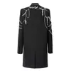 Frauenanzüge Europäische High Street Super Luxury Design handgefertigte Strasssteine Perlen Frauen Schwarze lange Jacken Chic Lady Blazer