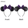 10Pcs Wholesale Classic Sequins Bow Headbands Girls Mouse Ears Hair Band Kids Glitter Headband Women Party Hair Accessories 240329