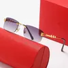 Lunettes de soleil à la mode de haute qualité Designer de luxe masculin Lunettes de soleil pour femmes nettes Red Frameless Fashion Personnalité Street Phothes Square