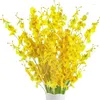 Flores decorativas da dança amarela orquídea artificial caseiro abrangente artesanato de vasos decoração phalaenopsis plants em vasos de bricolage