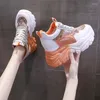 Swobodne buty kobiety masywne trampki oddychające siatka 9cm klinowe obcasy platforma chaussures femme sportowy tata