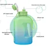 2 liter sportvattenflaska med halm stor kapacitet fitness skala gradient vattenkokare utomhus plast bärbar 240402