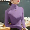 Women's T Shirts 2024 Fashion Autumn Winter Kvinnlig Turtleneck Fleece Stretch Shirt Women Långärm T-shirt Varm Basic Pullover Bottoming