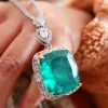 Chains Kqdance Woman Lab Emerald Gemstone Gem Pendant for Allmatch Cz Diamond Tennis Chain Necklaces with Green Stone Wedding Jewelry