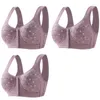 BRAS Unterwäsche BH Dessous U-förmige 3pcs/Set Frontschließe Komfortable erweiterte Draht freie Baumwolle Bralette Rückenbänder Schulter Frauen