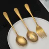 Forks Gold Tutlery łatwe w użyciu nowoczesne i minimalistyczne łyżki gładkie krawędzie bury do polerowania przybory kuchenne czyste