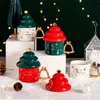 Mugs Ticktockery Christmas Tree Modeling Coffee Cups Ceramic Cup With Cover Gold Wind Chimes Handle Drinking