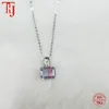 Hängen TKJ 925 Sterling Silver Rectangular Women Romantic Natural Tourmaline Pendant Necklace Party Fine Jewelry