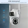 Telecamere 8MP 4K WiFi IP fotocamera doppia lente PTZ PTZ Outdoor Wireless Surveillance Camera automatico Tracciamento automatico Visione notturna per la casa Monitoraggio di sicurezza ICSEE