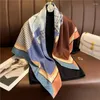 Sjaals European American Color Match Fashion Silk Scarf Women 90x90 cm vierkante sjaal SHAWL vrouwelijke stropdas nektas wrap hijab print lint