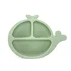 Bols bébé silicone ours baleine plaque de dîner quatre aspirateurs renforcés pour enfants de table de table