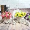 Dekorativa blommor cykelvävd blommakorg Fake Silk Diamond Rose Set Wedding Decoration Plastic Trehycle Design Pot