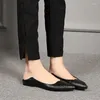 Casual Shoes Flat Women 2024 Autumn Pointed Shallow Mouth Single Soft Black Leather Comfortable Working