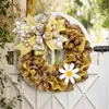 Fleurs décoratives 15 "Couronne de porte de printemps avec fleur Bowknot Bees Festival artificiel pour la fenêtre murale fête des fermes de ferme