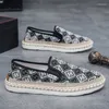 Casual skor fiskare linne män tyg loafers sommaren mäns sneakers platt duk man