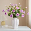Fleurs décoratives blanches artificielles eustoma lisianthus rose en soie arrangement floral accessoires pour table maître de table de décoration de maison