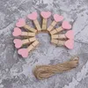 Frames 30pcs Coeur Pinches à linge en bois PO POCES POEURS CRIPS CRIPS AVEC CORCES POUR LA PARTIE DE MEILLEMENT ()