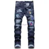 Jeans maschi maschi badge strati allungare maschi neri slip fit fit motociclecolo pantaloni in jeans pannelli pannelli pannelli hip hop 10200 10200