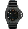 PAM 0616 MENS Automatiska klockor 47mm Dial Black Color 2555 Mechanical Movement Carbotech Wristwatch Luminous4149437