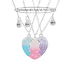 Colliers de pendentif 3pcs / ensemble Butfly paillettes colorées coeur de pêche brisée pour 3 filles amitié BFF Friend bijoux cadeaux