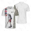 Skjortor Herrmortsleeved Golf Polo Shirt, Argyle Pattern German Flag Skeleton Golf Men's Polo Shirt.