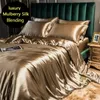 Blandning av mullbärsilke sängkläder set silkeslen high-end queen size täcke cover set med monterade ark lyxiga sängkläder set king säng set 240415