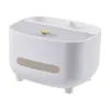 Storage Boxes Tissue Box Organizer Facial Dispenser Separate Space Waterproof Dual Layer Anti-Slip For Remote Control