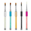 2024 Nail Art Brush Pen Rhinestone Diamond Metal Acrylic Handle Carving Powder Painting Gel Brush Liquid Salon Liner Nail Brush New for nail