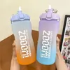 Vattenflaskor JFBL 2000 ml stor flaska med tidsmarkör bärbar läcksäker gratis icke-toxisk sport dricker halm
