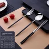 Dinnerware Sets Mirror Polishing Spoon Fork Chopsticks Travel Tableware Modern And Simple Stainless Steel Multi-color Portable Set