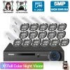 System 16 Channel DVR Camera Video Surveillance System Kit 5MP Outdoor Full Color Night Vision CCTV Camera Security System Set 16CH 8CH