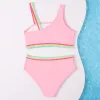 Couche de maillot de bain Trim Girl Swimsuit Kids Sport Two Piece Children's Swimwear 714 ans Bikini Teenage Set Girls Bathing Chack Backwear 2022