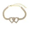 Creative Rhinestone Double Heart Caviglie Cavaluta Minimalista ed elegante Claw Chain Accessori alla moda alla moda
