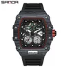 87 SANDA Brand's New Product, Wine Barrel Quartz Watch, Trendy and Cool Hollow Out Silicone Calendar Men's Watch 39