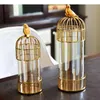 Vasi di vetro Vaso Golden Birdcage Candlestick Metal Rack Accoppiamento Accessori uccelli moderni decorazioni per la casa artigianato