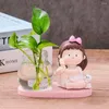 Vase Yoga Girl Office Ornamentsリビングルーム装飾ガラス花瓶水耕植物植木鉢アレンジメント