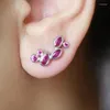 Stud Earrings CAOSHI Chic Ear Studs Lady Daily Jewelry With Bright Rose Red Crystal Stone Delicate Dainty For Women Fancy Accessories