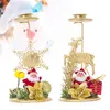 Kaarsenhouders 2 stks rendier thee licht decoratieve kerst kandelaar metaal santa claus decor ornament Holiday