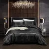 Luxe satijnen beddengoed set dekbedovertrek met kussensloop Europese stijl dubbele king size comfortabele beddeksels bed linnen geen blad 240418