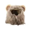 Собачья одежда мягкая льва грива парик шапка творческие дышащие акриловые волокна кот фиолетовый/коричневый питомец Рождество