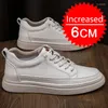 Casual Shoes Men Genuine Leather Outdoor Height Increasing Lift Increase Insole Chunky Sneakers 4-6-8CM 36-48