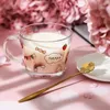 Vinglas i REALME KOREASTIL CUP OF TEA Big Mouth Glass Handle Broken Flower Breakfast Milk