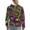 Kobiety damskie Trippy Streetwear Winter Circles Op Art Wzorka Zabawna Bluza Bluza Kobieta luźna graficzna bluzy graficzne